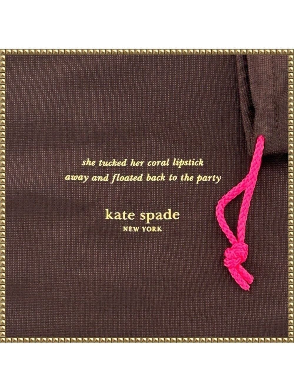 Kate Spade Large Brown Gold Pink Drawstring Dust Bag